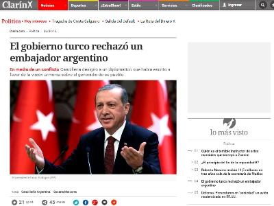 Турция отвергла кандидатуру посла Аргентины из-за точки зрения о Геноциде армян