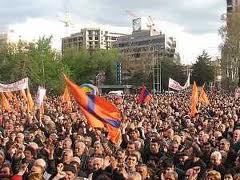 Armenian opposition marches to Liberty Square in Yerevan