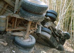 Armenian Defense Ministry vehicle rolls over