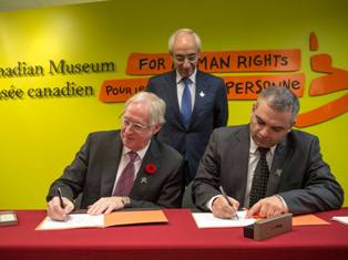 Armenian Genocide Museum-Institute and Canadian Museum for Human Rights sign mem