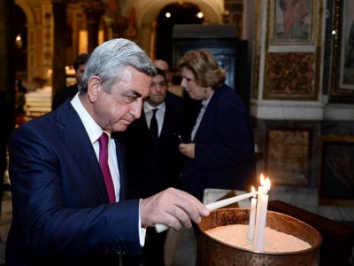 Նախագահն այցելեց Սան Բարտոլոմեո եկեղեցի, որտեղ կա հիշատակում Եղեռնի զոհերի մասին