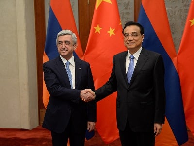 Armenia president meets with China Prime Minister Li Keqiang