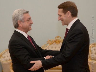 Armenia president and Russian Duma speaker discuss trade