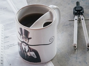 Coffee cup with mustache protection is invented