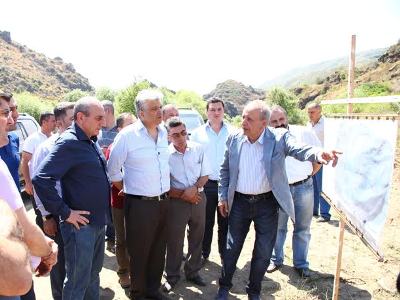Karabakh building reservoir at junction of two rivers