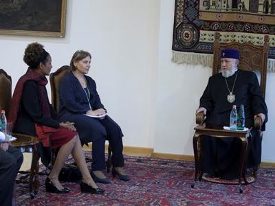 Armenian Catholicos and La Francophonie head discuss tragic developments in Middle East