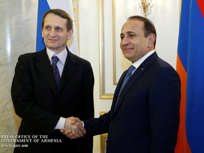 Armenia PM receives Chairman of Russia State Duma (PHOTOS)