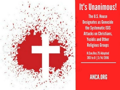 U.S. House unanimously condemns genocide of Middle East Christians and minorities