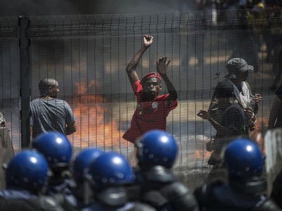 Police used stun grenades to disperse protesting students in South Africa