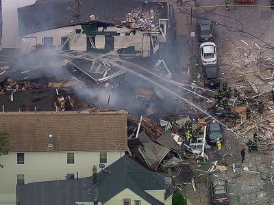 Two houses collapse due to explosion in New Jersey