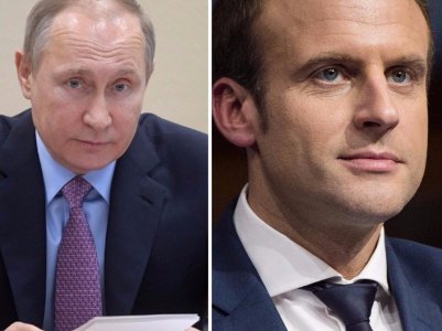 Macron holding talks with Putin at Versailles
