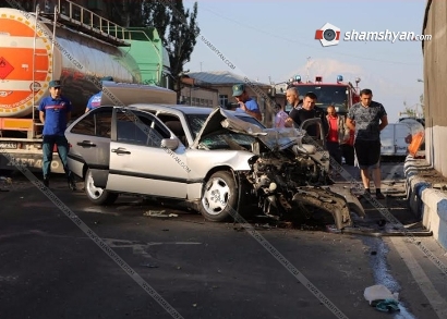 Крупное ДТП в Ереване: Столкнулись Mercedes и цистерна со спиртом