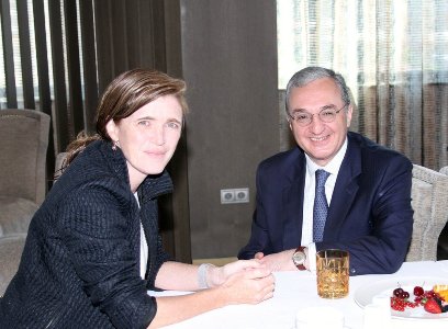 Armenia FM speaks with Samantha Power