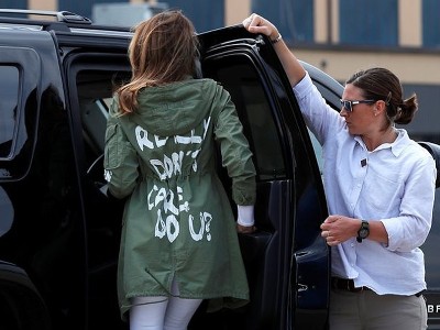 Trump explains defiant writing on Melania’s jacket