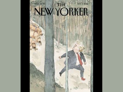 New Yorker поместил на обложку убегающего от гончих собак Трампа