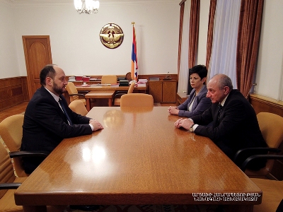 Artsakh President receives Armenian acting education minister
