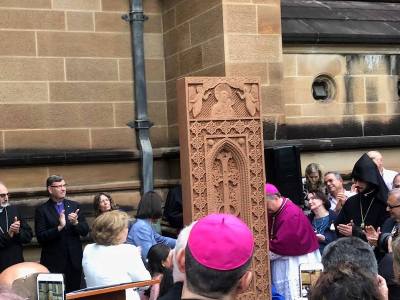 Armenian khachkar unveiled at Sydney’s St. Mary’s Cathedral (PHOTO)