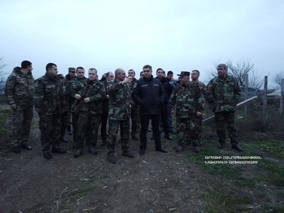 Karabakh President, Armenia National Security Service chief visit Artsakh border with Azerbaijan