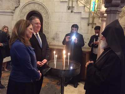 Pompeo visits Armenian section of Holy Sepulchre Church (PHOTO)