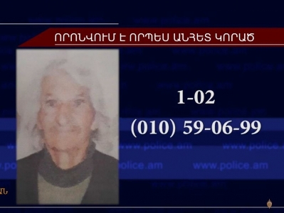 87-ամյա կինը որոնվում է որպես անհետ կորած