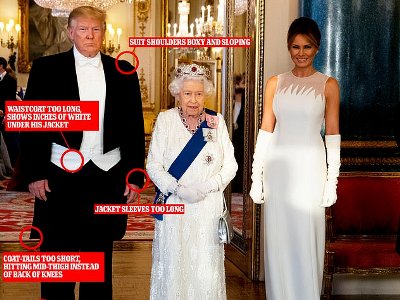 Портной Трампа был обязан выгораживаться за наружный внешность главы США на банкете у английской царицы