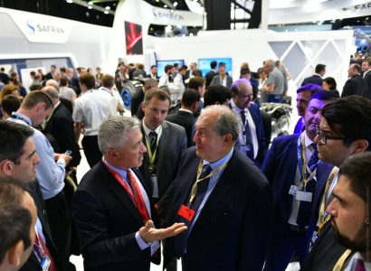 Armenia President at Paris Air Show, visits Safran aerospace company pavilion