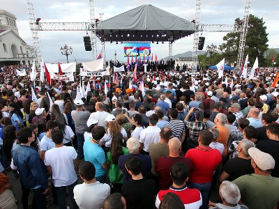 Karabakh's political party leader on bringing people to rally in Stepanakert