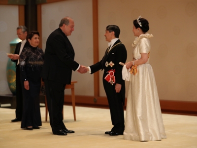 Armenia President attends reception on Japan Emperor Naruhito enthronement (PHOTOS)