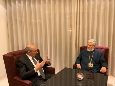 Artsakh President meets Catholicos Aram I in Brussels