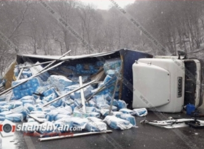 Belarus national injured as truck overturns in Armenia's Tavush province