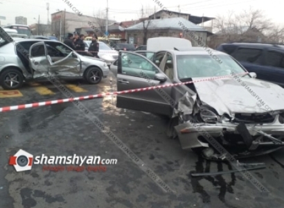 Երեւանում միմյանց են բախվել Mercedes E350 մակնիշի եւ Opel մակնիշի ավտոմեքենաները. կա 7 վիրավոր