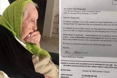103-летняя Кнарик Маркосян передала во Всеармянский фонд «Айастан» 1 млн. долларов