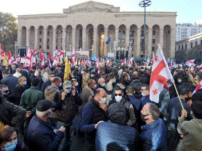 Thousands gather outside Georgian parliament to protest electoral fraud