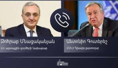 Զոհրաբ Մնացականյանը հեռախոսազրույց է ունեցել ՄԱԿ-ի գլխավոր քարտուղար Անտոնիո Գուտերեշի հետ