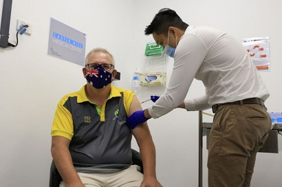 Australia PM receives COVID-19 vaccine