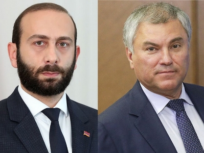 Armenia parliament speaker has telephone talk with Russia State Duma chairman