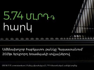 Ameriabank. The Largest Taxpayer among Armenian Banks according to the Results of the Second Quarter of 2021