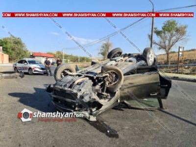 Խոշոր վթար Նուբարաշենի ՔԿՀ ճանապարհին. Nissan X-Trail-ը տապալել է քարե պարիսպը և գլխիվայր հայտնվել ճանապարհի մեջտեղում