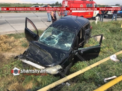 Երեւան-Երասխ ճանապարհին Nissan Tiida-ն բախվել է Opel--ին, ապա գազատար խողովակին. 5 վիրավորների մեջ կան երեխաներ (ֆոտո)