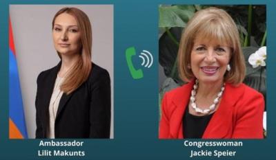 Armenia Ambassador Makunts briefs US Congresswoman Speier on Artsakh situation