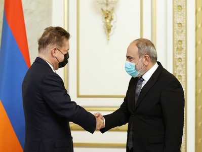 Armenia PM, Gazprom Management Committee chairman discuss Armenian-Russian energy partnership