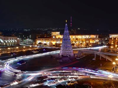 Lights of main Christmas tree in Yerevan switched on