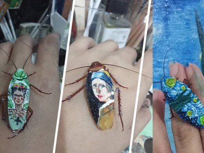 Художница рисует на мертвых тараканах