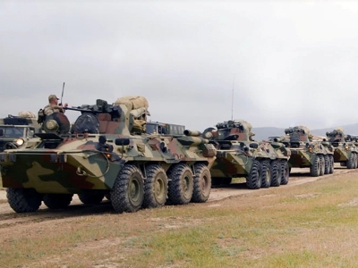 Azerbaijan army conducting tank exercises