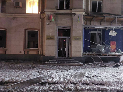 Azerbaijan consulate building in Ukraine’s Kharkiv damaged (PHOTOS)
