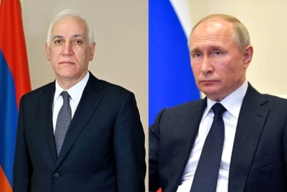 Президент Армении поздравил Путина с 30-летием установления дипотношений между Арменией и Россией