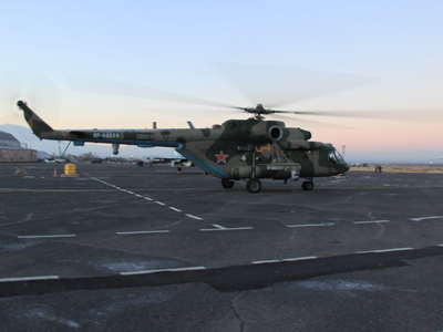 Russia army aviation in Armenia conducts training flights