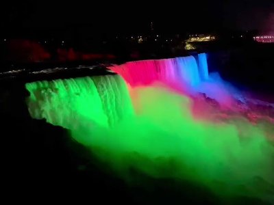 Niagara Falls is illuminated in colors of Azerbaijani flag through efforts of Azerbaijani Embassy to U.S.