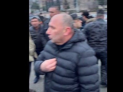 People gathered in central square of Stepanakert demand meeting with parliament speaker