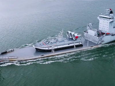 Chinese Navy shows unique vessel for transportation of warships